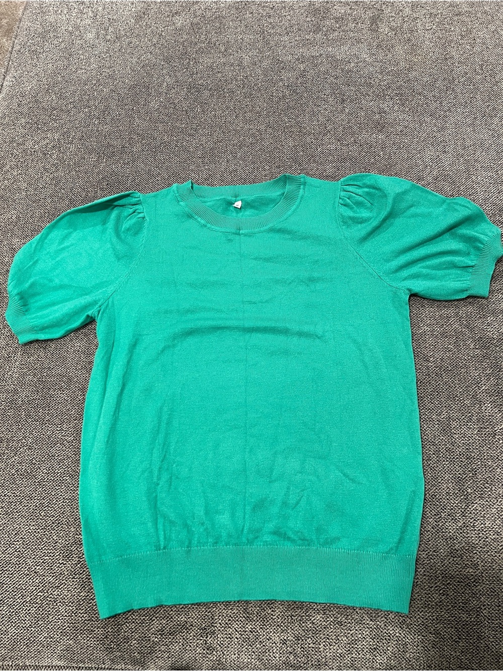 Green Puff Sleeve Knit Top
